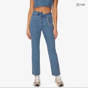 WeWoreWhat Crossover Chain Straight Leg Denim